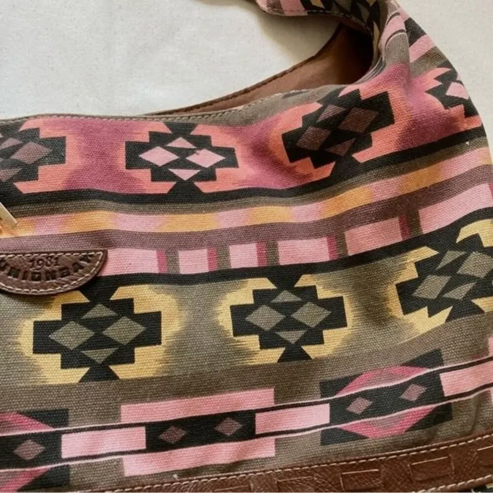 Aztec Hobo Boho Large Bag Purse Tassels Multi Colored VEGAN by Union Bay